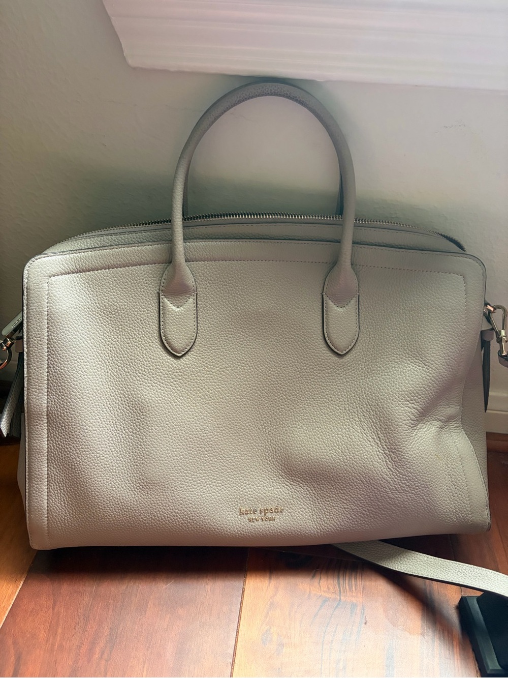 kate spade Warm Taupe Pebbled Leather Laptop Bag